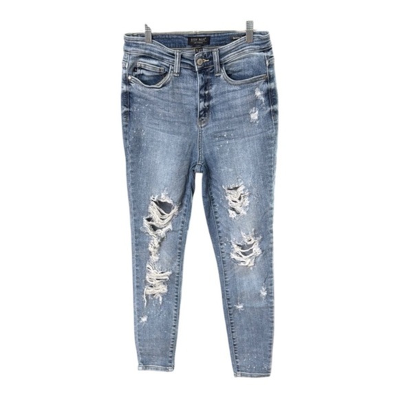 Judy Blue Ankle Cropped Distressed Jeans - Picture 1 of 7